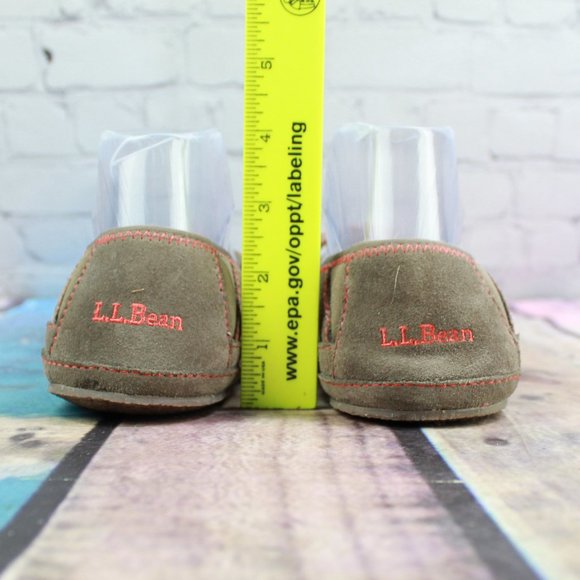 LL Bean Hearthside Brown Suede Fleece Lines Slippers Ballet Shoes 7 M - Picture 8 of 9